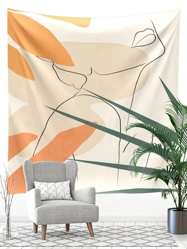Abstract Face Print Tapestry