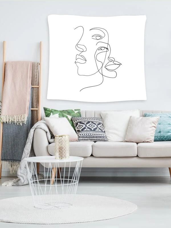 Abstract Face Print Tapestry