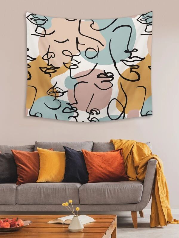 Abstract Face Print Tapestry