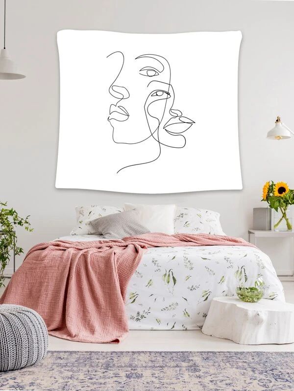 Abstract Face Print Tapestry