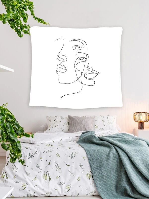 Abstract Face Print Tapestry