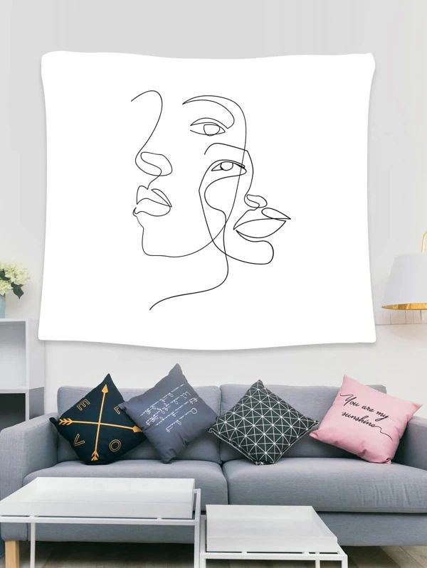 Abstract Face Print Tapestry