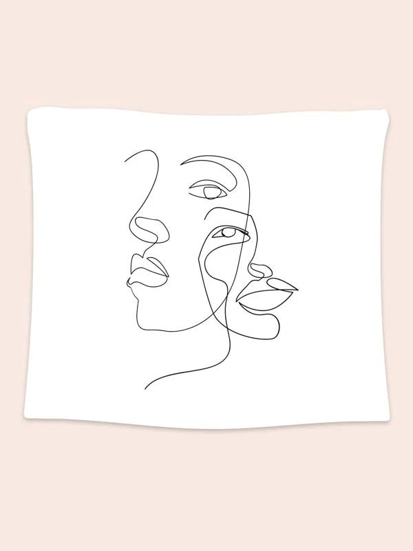 Abstract Face Print Tapestry