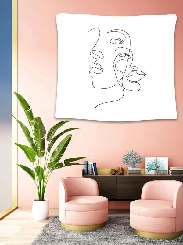 Abstract Face Print Tapestry