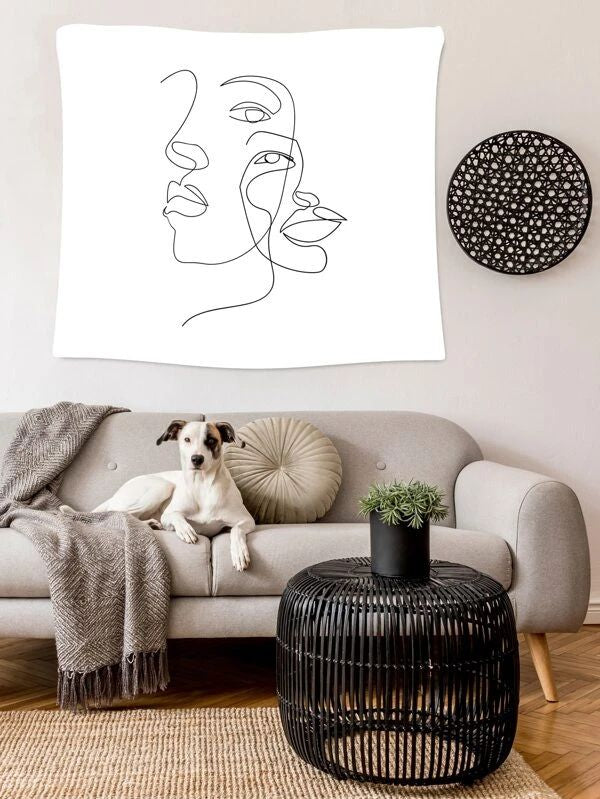Abstract Face Print Tapestry