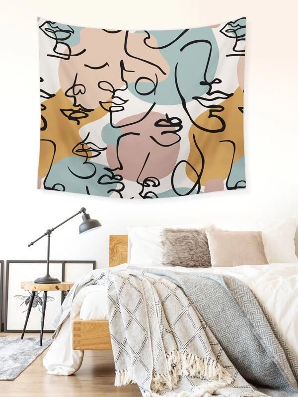 Abstract Face Print Tapestry