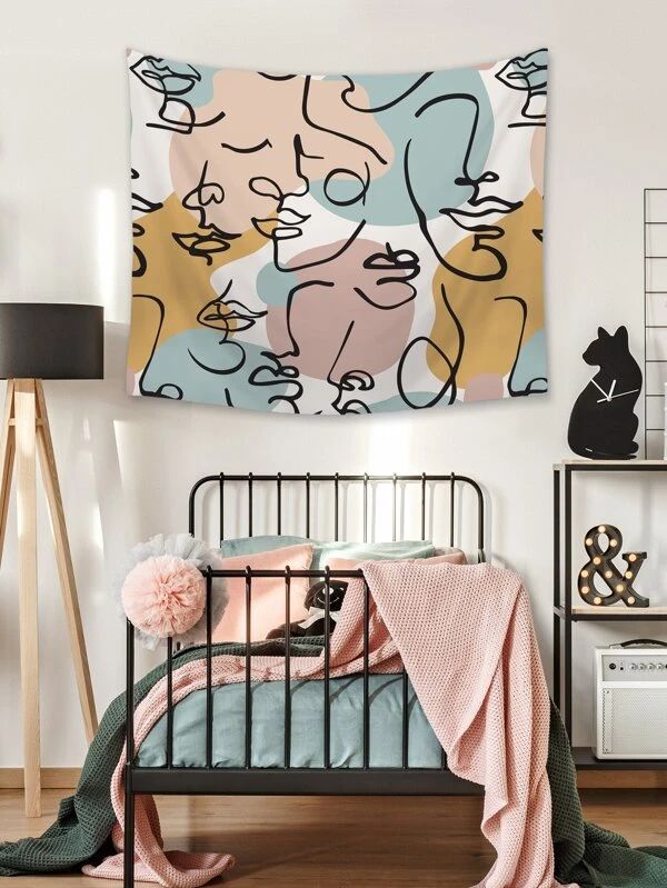 Abstract Face Print Tapestry