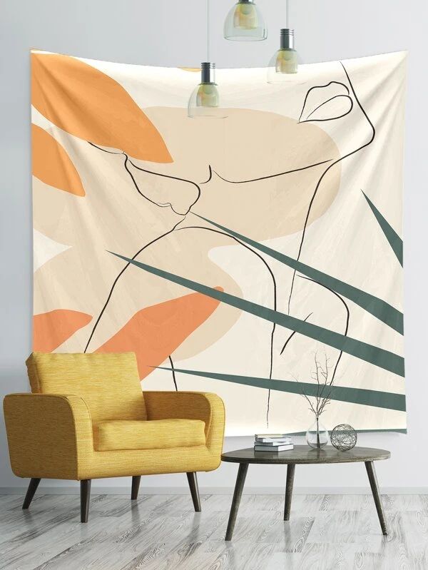 Abstract Face Print Tapestry