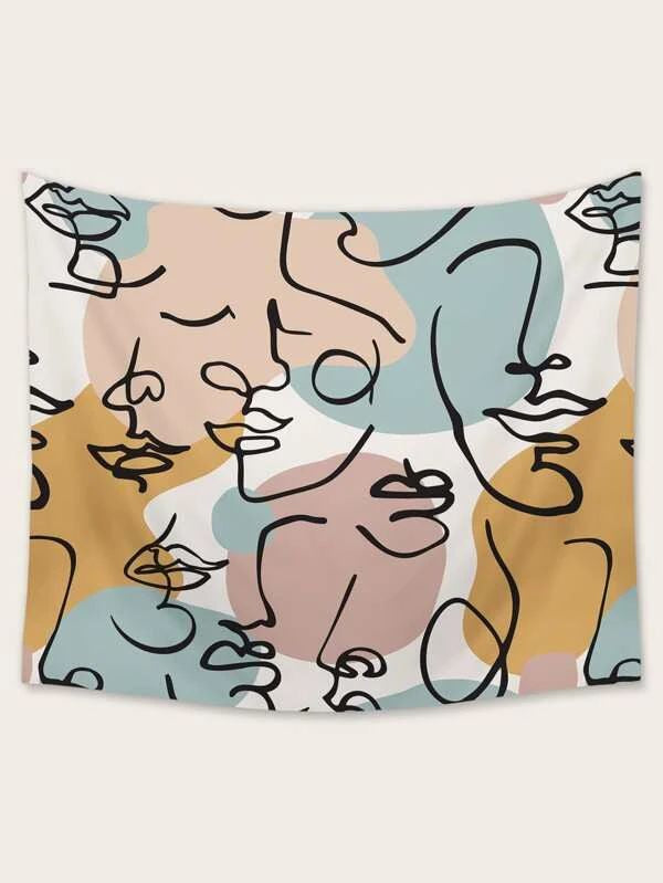 Abstract Face Print Tapestry