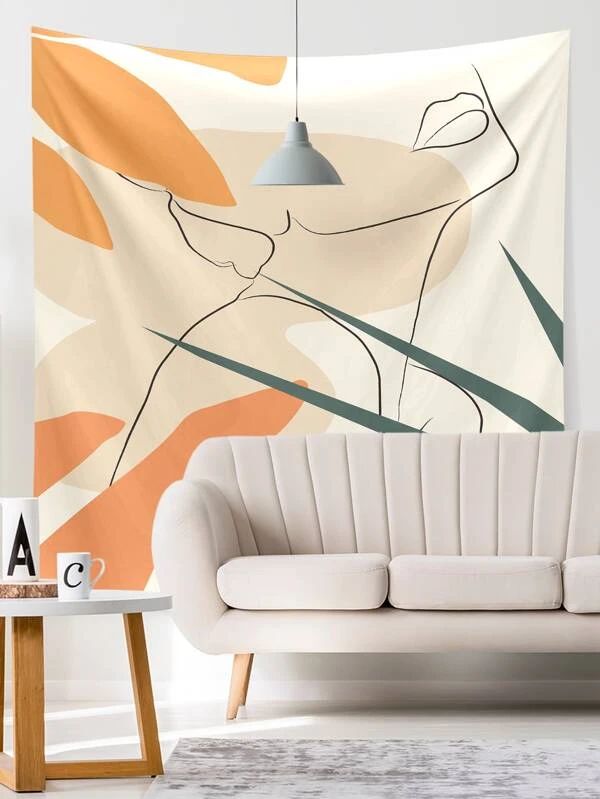 Abstract Face Print Tapestry