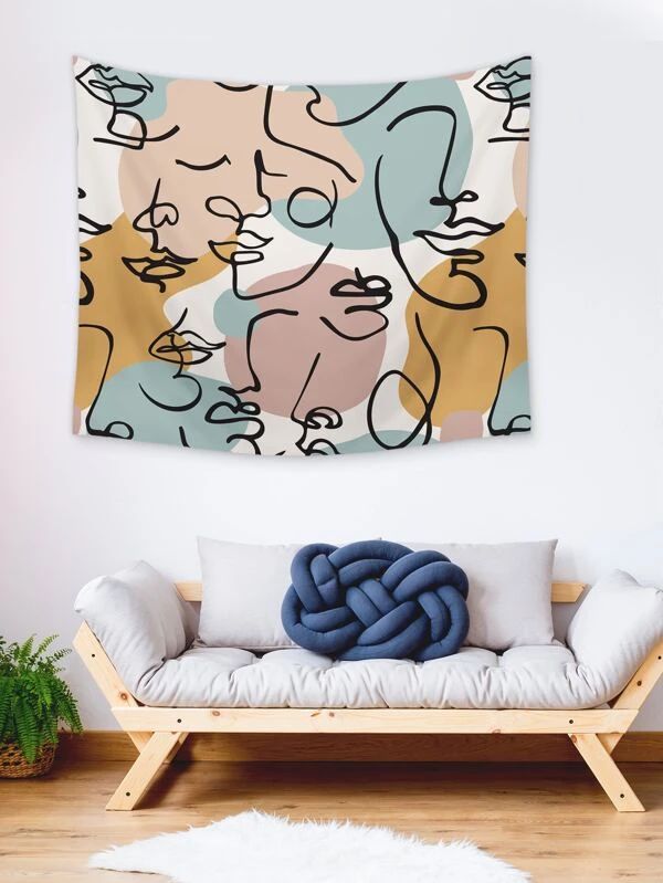 Abstract Face Print Tapestry