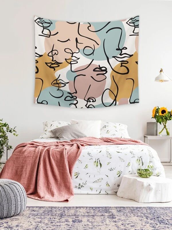 Abstract Face Print Tapestry