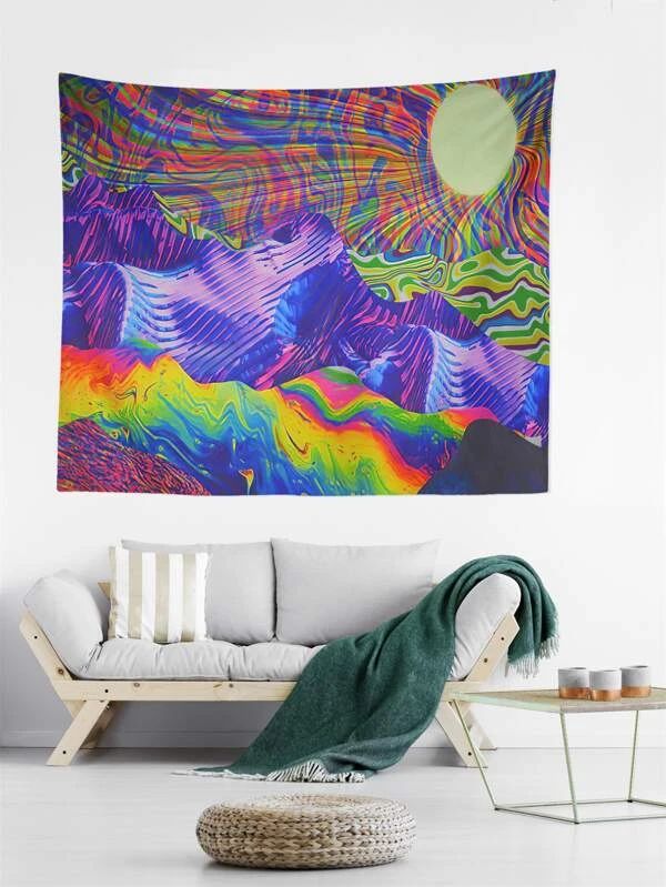 Abstract Mountain Print Tapestry