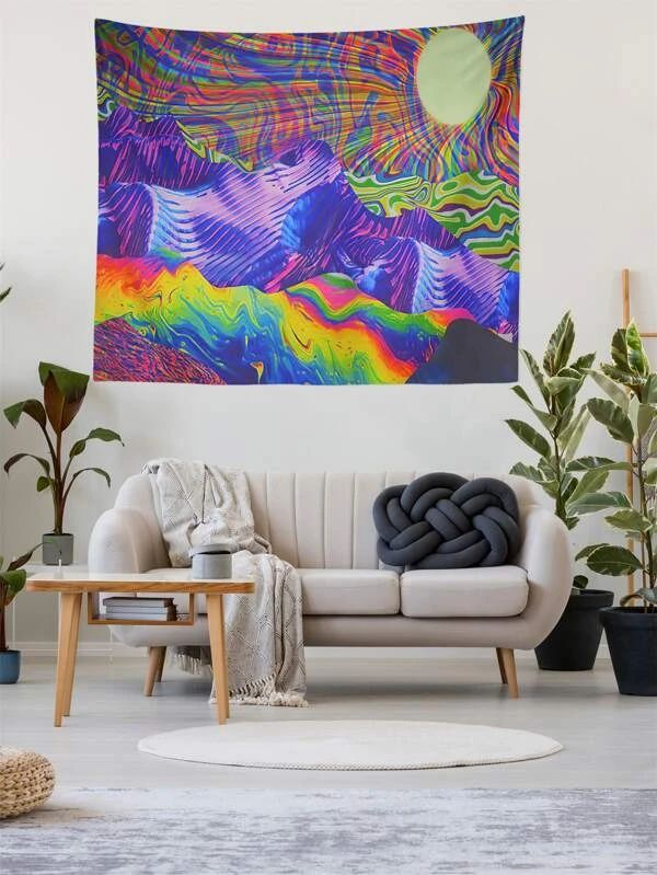 Abstract Mountain Print Tapestry