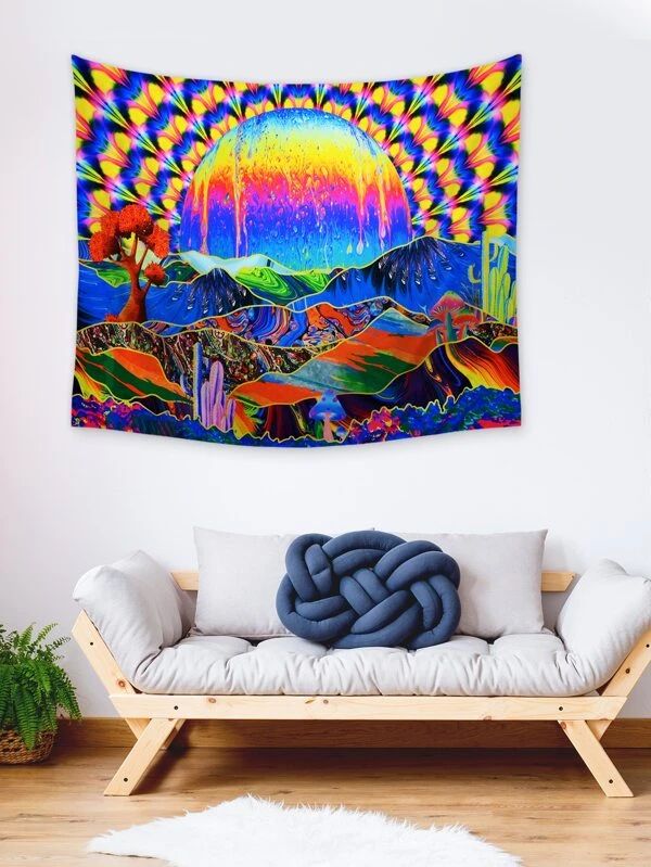 Abstract Mountain Print Tapestry