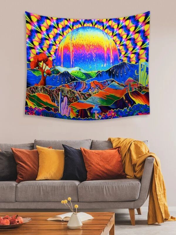 Abstract Mountain Print Tapestry