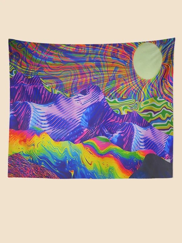 Abstract Mountain Print Tapestry