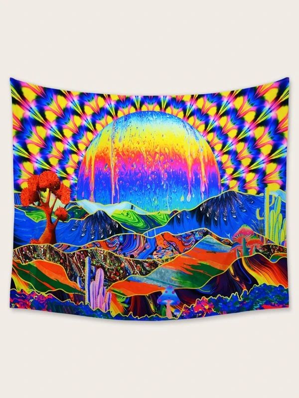 Abstract Mountain Print Tapestry