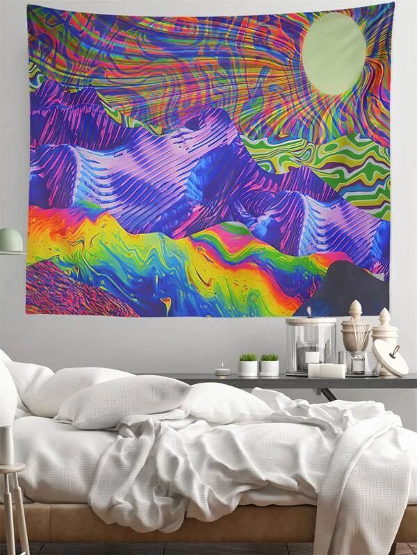 Abstract Mountain Print Tapestry