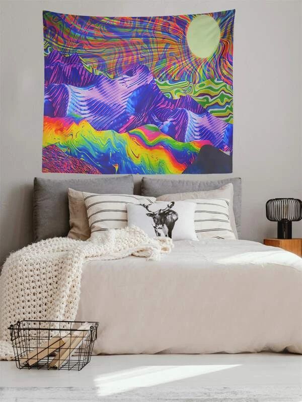 Abstract Mountain Print Tapestry