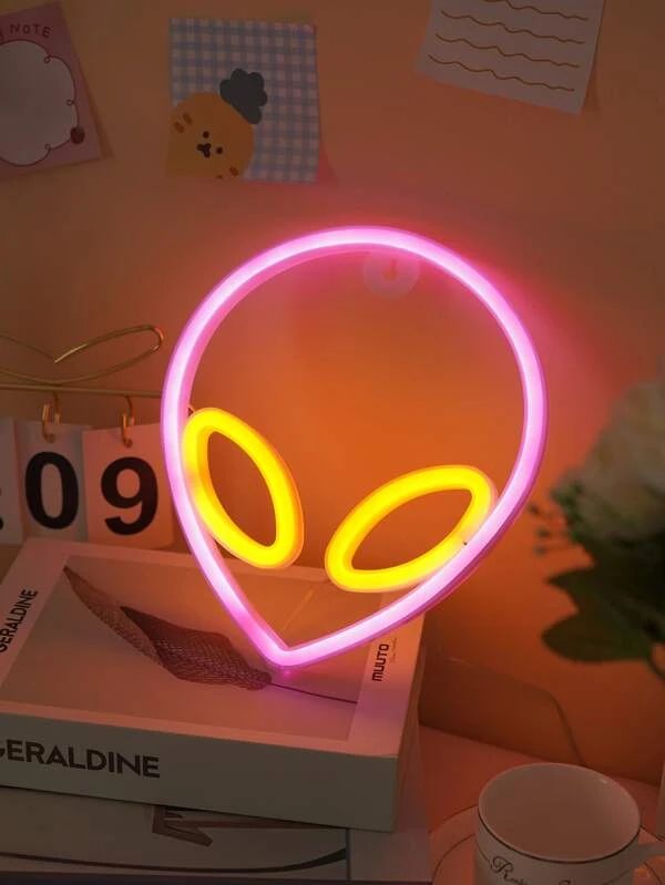 Alien Shaped Rose Red & Yellow Neon Light
