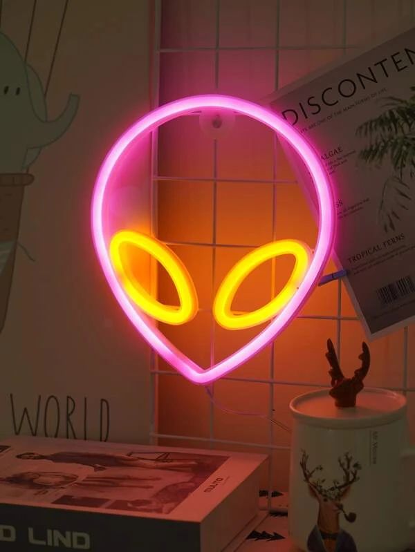Alien Shaped Rose Red & Yellow Neon Light