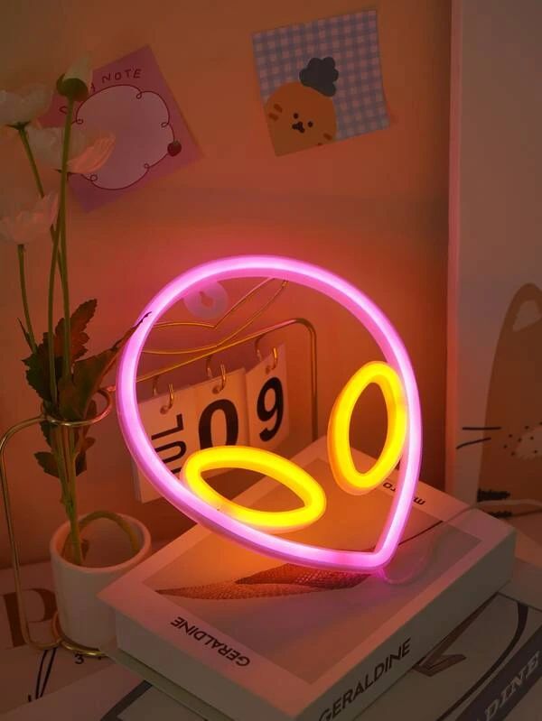Alien Shaped Rose Red & Yellow Neon Light
