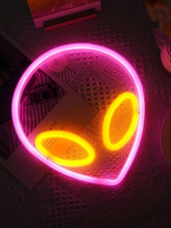 Alien Shaped Rose Red & Yellow Neon Light