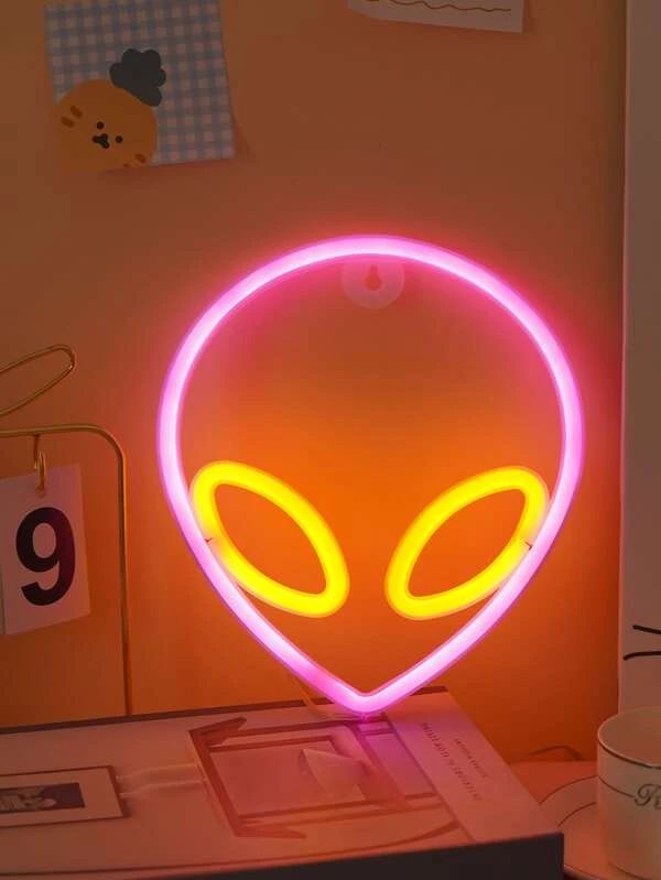 Alien Shaped Rose Red & Yellow Neon Light