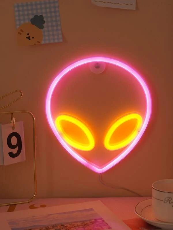 Alien Shaped Rose Red & Yellow Neon Light