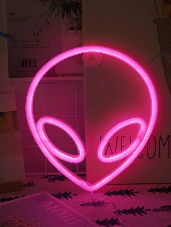 Alien Shaped Rose Color Neon Light