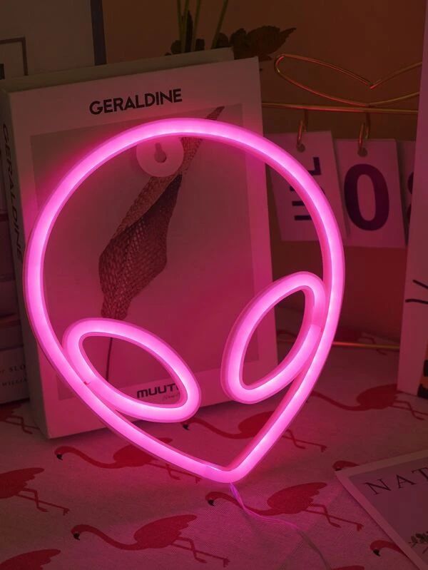 Alien Shaped Rose Color Neon Light