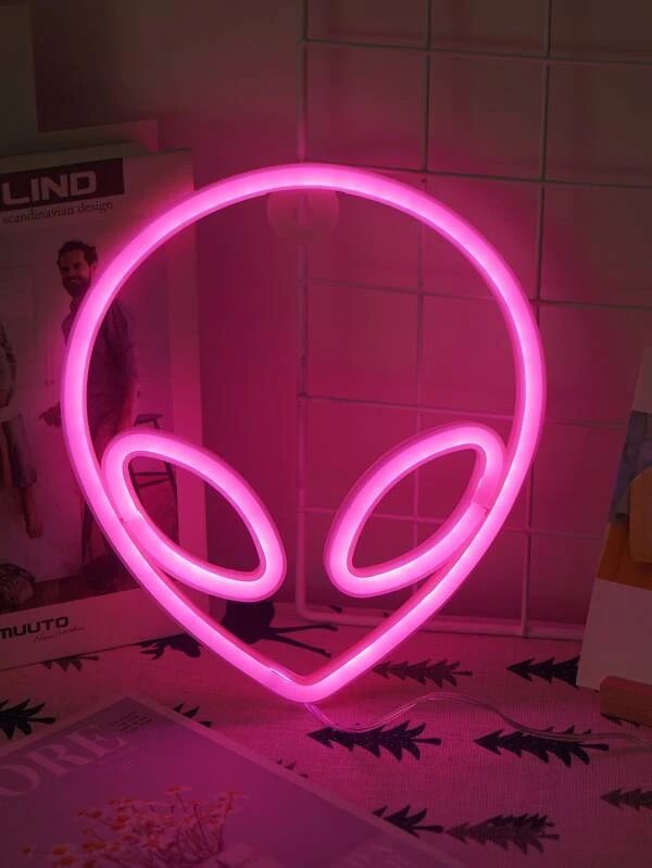 Alien Shaped Rose Color Neon Light