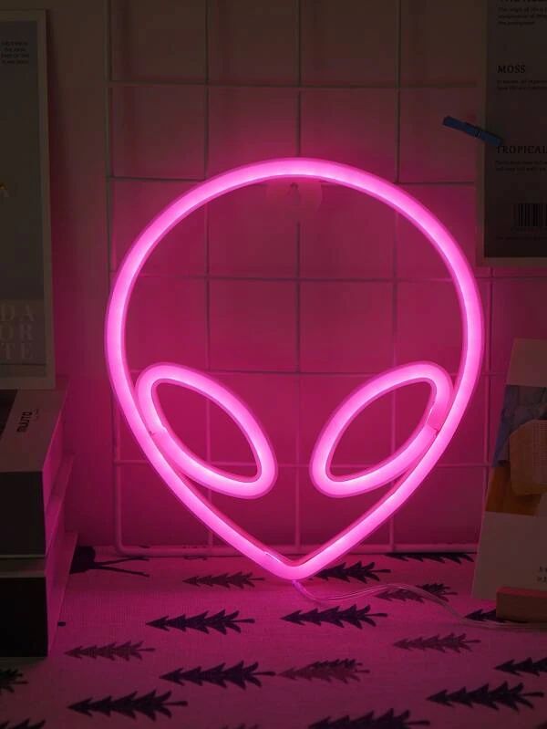 Alien Shaped Rose Color Neon Light