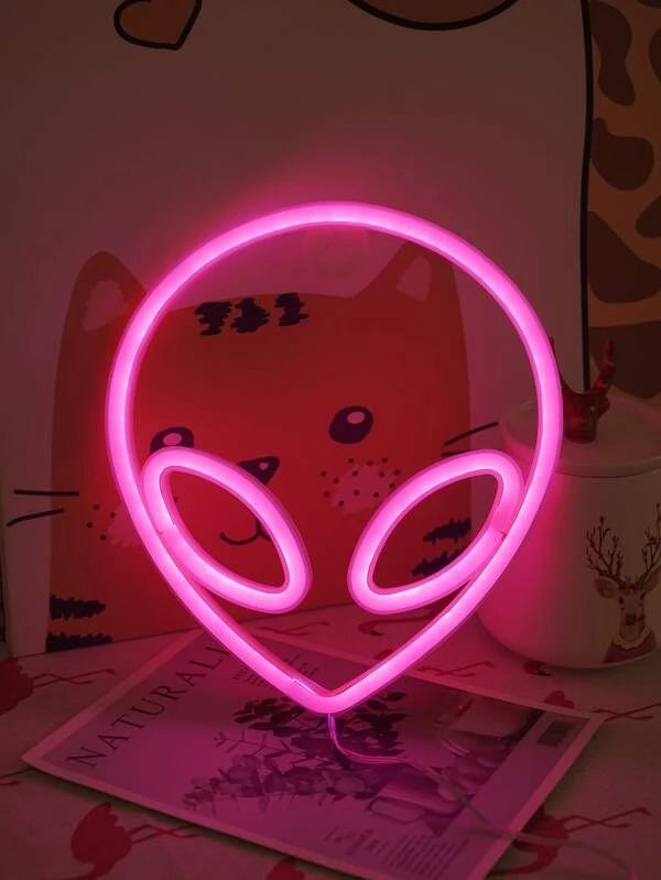 Alien Shaped Rose Color Neon Light