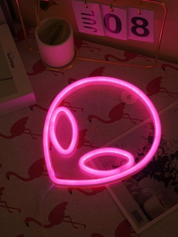 Alien Shaped Rose Color Neon Light