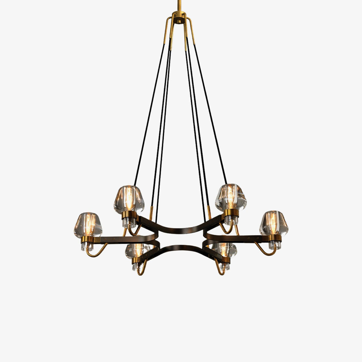 Antique Brass Glass Chandelier