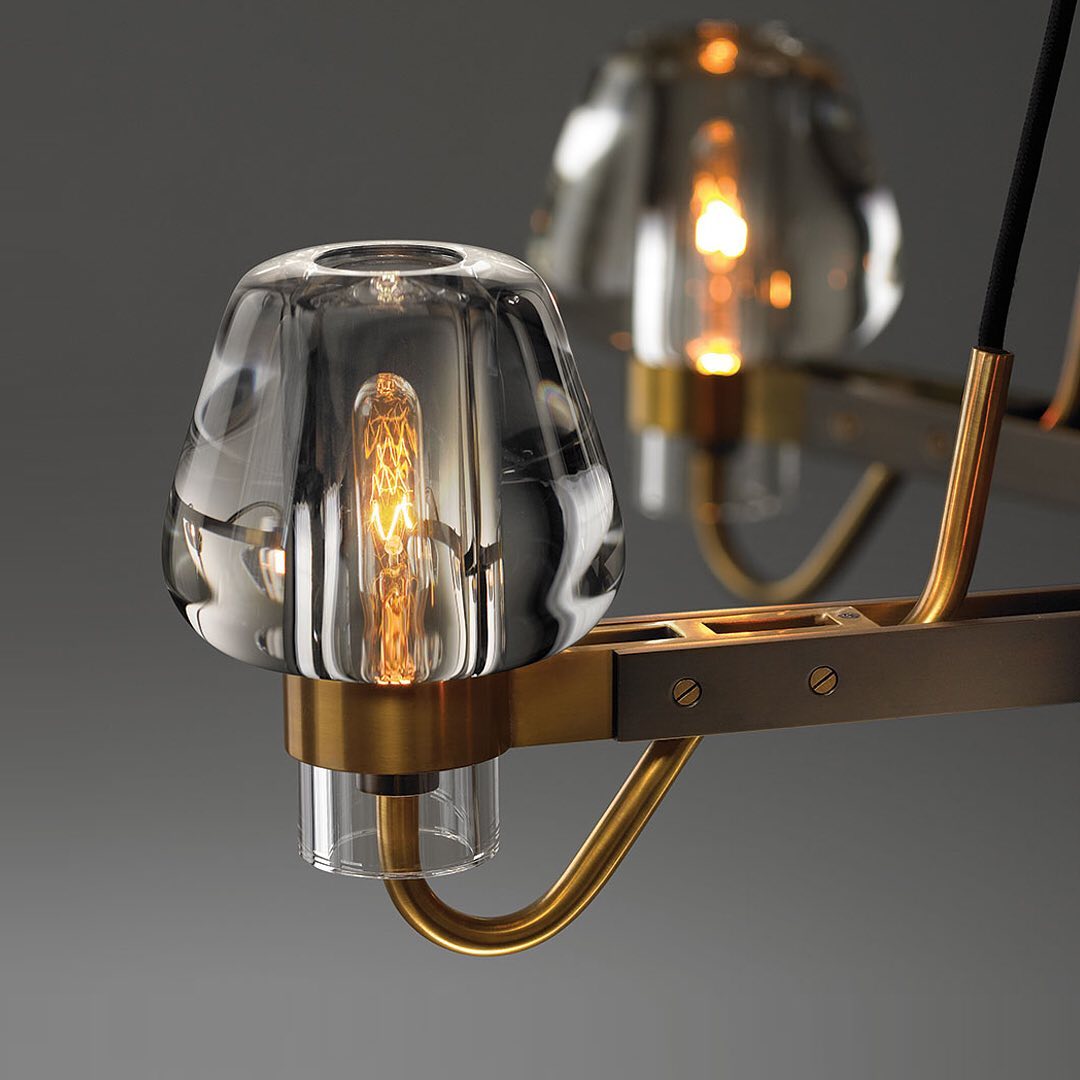 Antique Brass Glass Chandelier