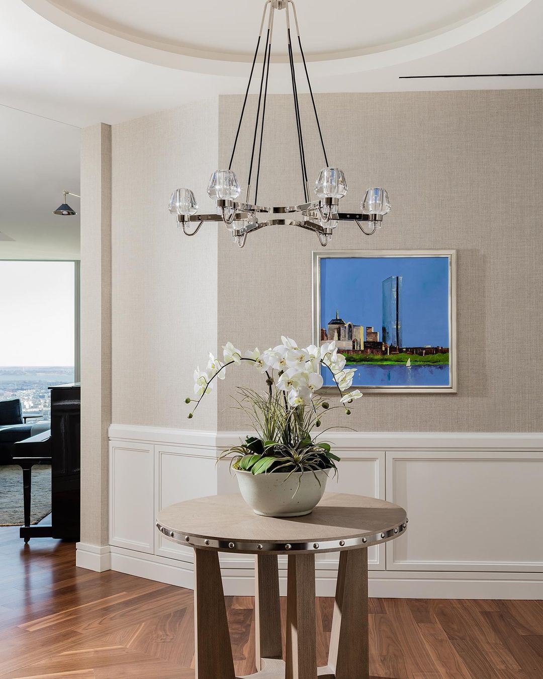 Antique Brass Glass Chandelier