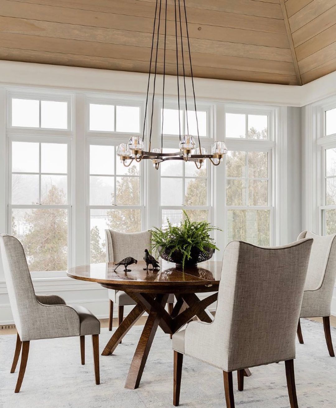 Antique Brass Glass Chandelier