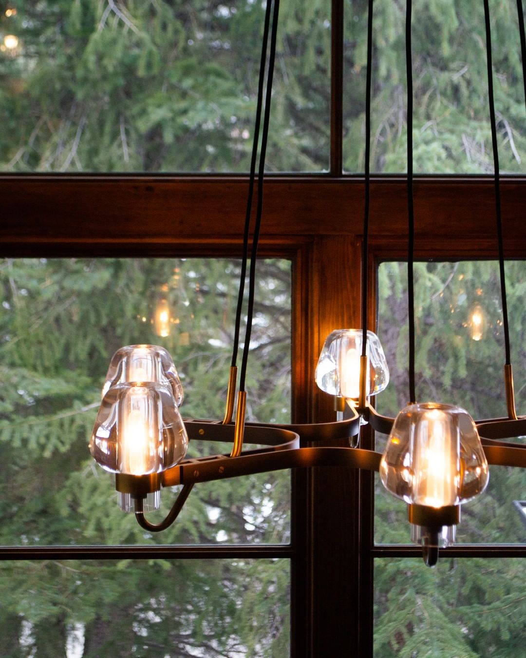 Antique Brass Glass Chandelier