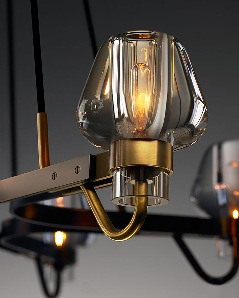 Antique Brass Glass Chandelier