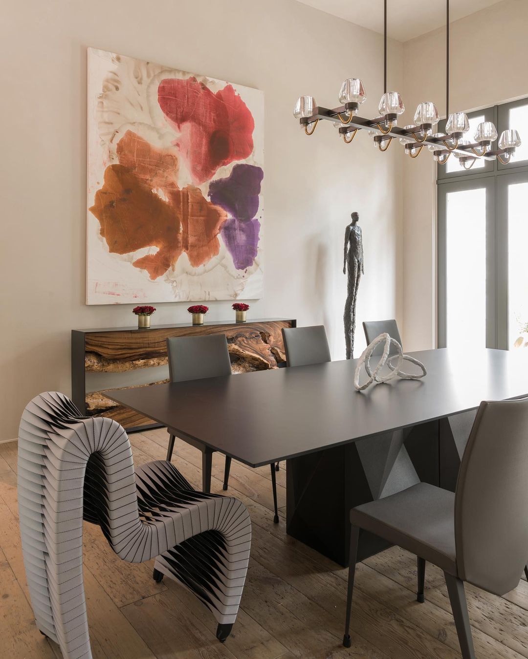 Antique Brass Glass Chandelier