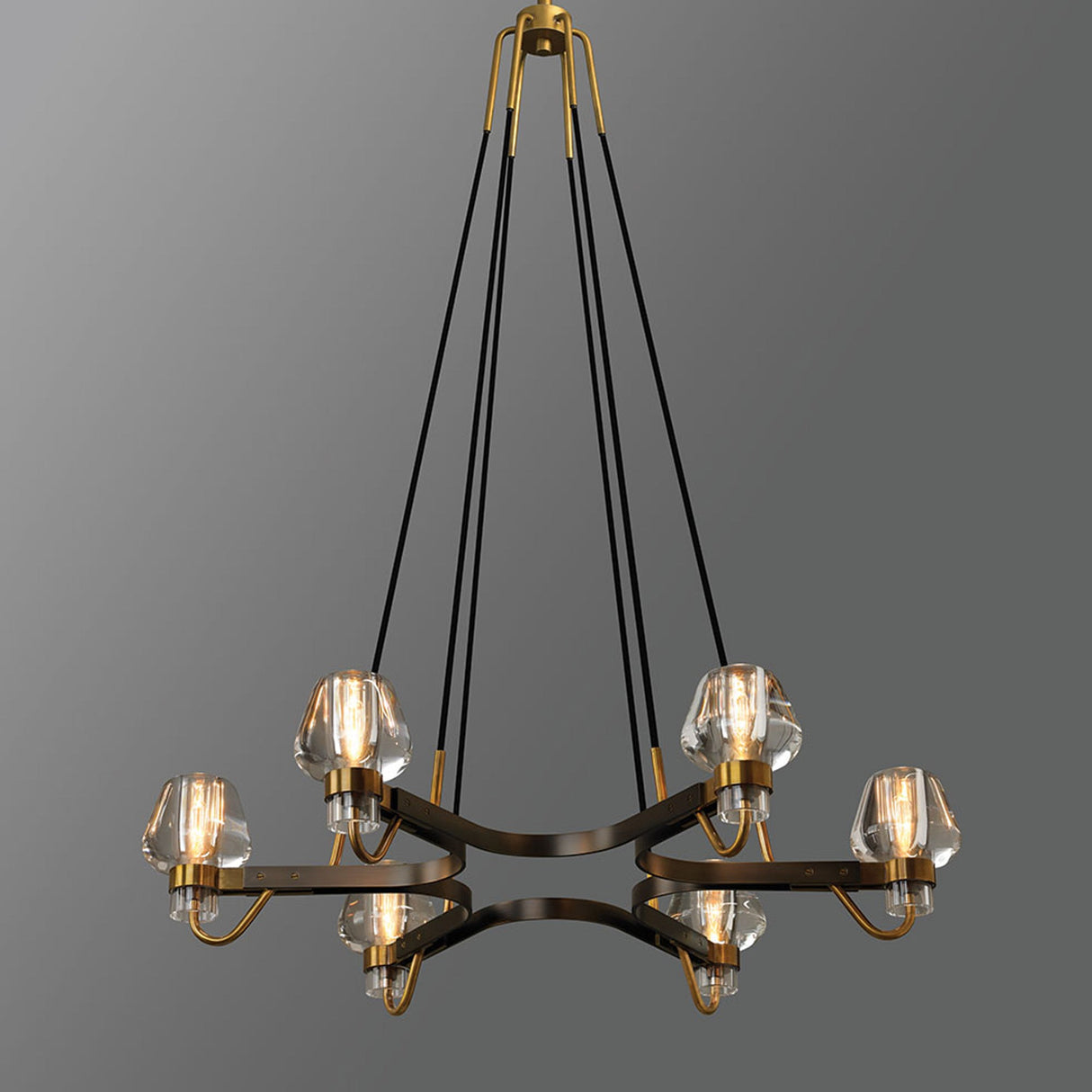 Antique Brass Glass Chandelier