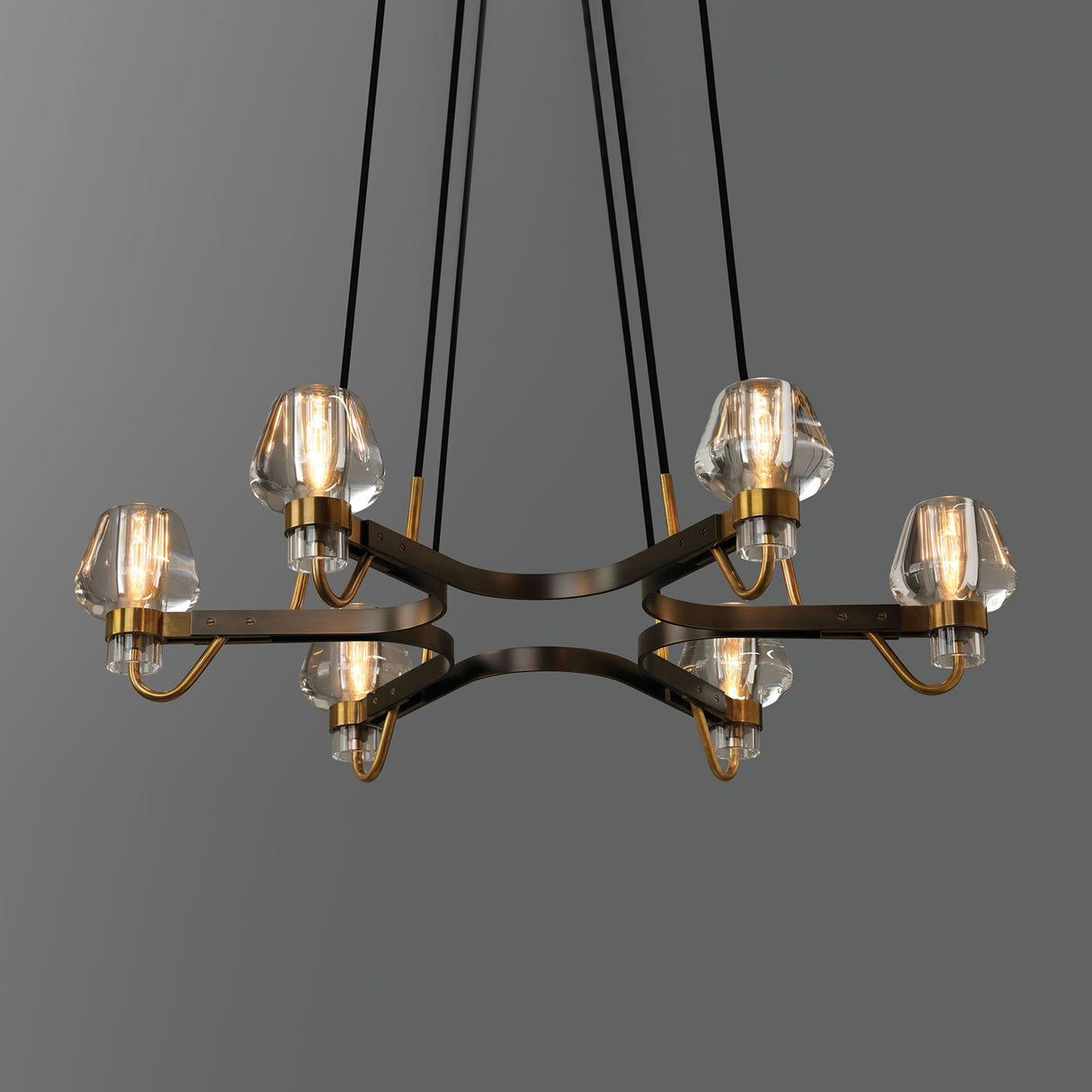 Antique Brass Glass Chandelier