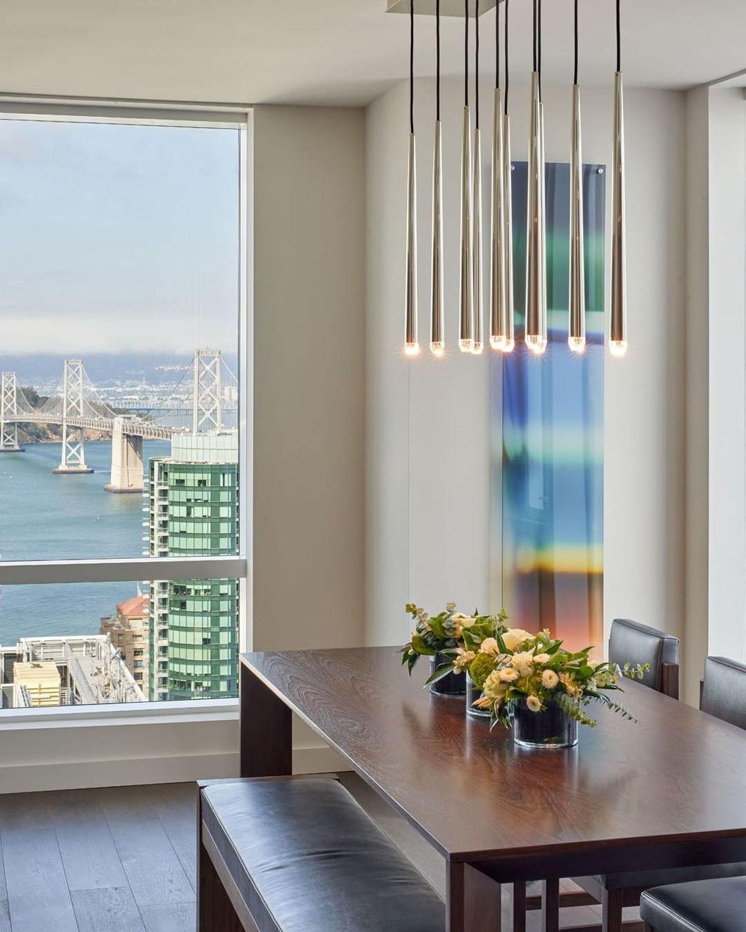 Brass Cone Pipe Long Chandeliers