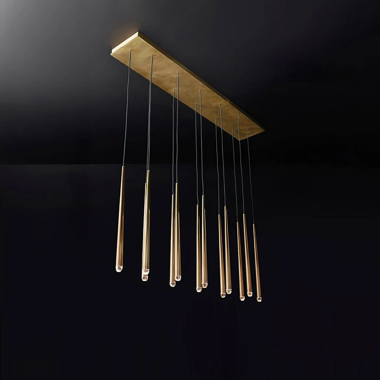Brass Cone Pipe Long Chandeliers