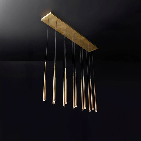 Brass Cone Pipe Long Chandeliers