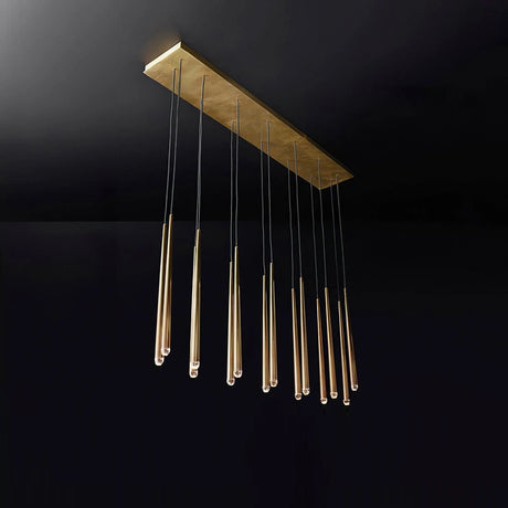 Brass Cone Pipe Long Chandeliers