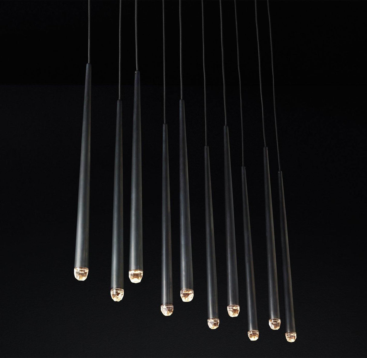 Brass Cone Pipe Long Chandeliers